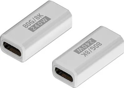 Immagine prodotto di INF 2 Pezzi Adattatore USB-C Femmina-Femmina 240W 80Gbps, Supporta Video 8K Bianco