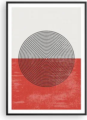 Produktbild von Gerahmtes Poster - Schwarzer Rahmen - Abstraktion Weiß-Rot Kreise - 70x100 cm - Wand Bild - Wanddeko - Wandbilder - Kunstposter - Wandposter - Bilderrahmen - Bilder - Kunstdruck - P2BPA70x100-4370