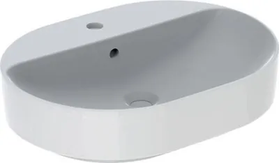 Produktbild von Geberit Aufsatzwaschtisch VariForm elliptisch, 600 x 450 mm, mit Hahnlochbank, mit Überlauf weiß