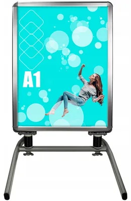 Produktbild von Kundenstopper Werbeaufsteller A1 mit Stahlfuß 59,4x84,1cm – Outdoor Metall Aufsteller & Plakatständer mit Klapprahmen
