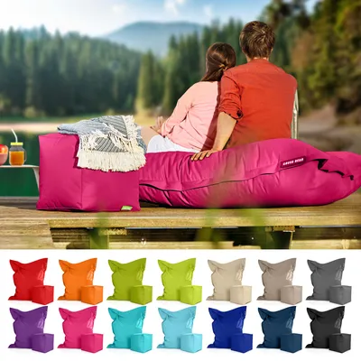 Produktbild von Green Bean® XXL Riesensitzsack 140x180cm + Hocker 40x40x40cm mit EPS-Perlen Füllung - 2er Set Sitzsack "Square+Cube" Pink