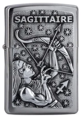 Produktbild von Zippo Sturmfeuerzeug - Zodiac - Sagittaire, Brushed Chrome, Emblem - Nachfüllbar