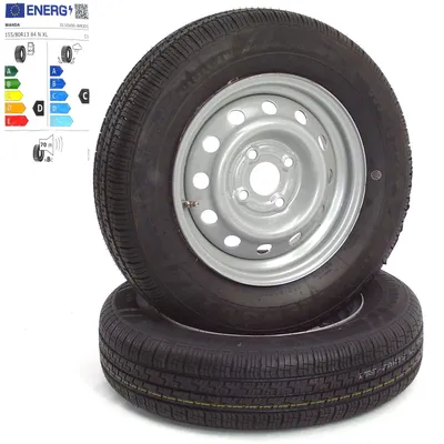 Produktbild von 2 x Komplettrad Anhängerrad Reifen 155/80R13 84N 100x4 Anhänger Felge Rad TB129