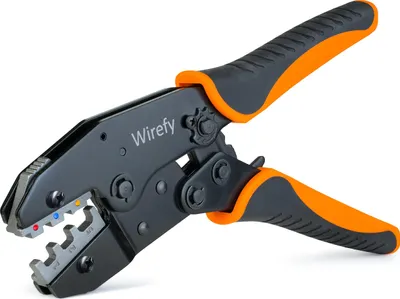 Produktbild von Wirefy Crimpzange für Schrumpfverbinder - Krimperzange Kabelschuhe mit Ratschenfunktion - Crimpzangen geeignet für 0,5mm² - 6mm²