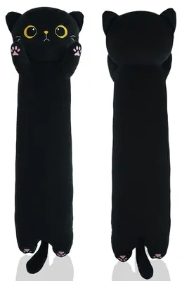 Produktbild von Katzenkuschelkissen 90 cm, schwarz, Plüsch, für Schlafzimmer