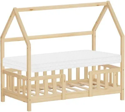 Productafbeelding van Kinderbed 70x140 cm - massief grenenhout - met valbeveiliging - ideaal voor een veilige nachtrust