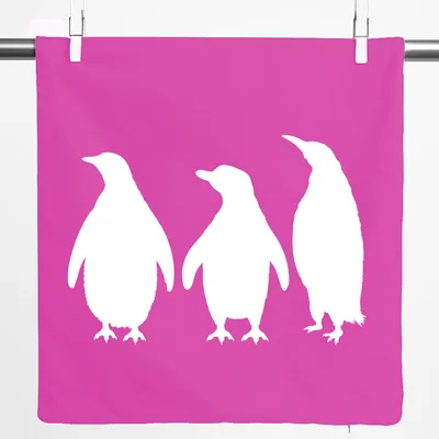 Produktbild von Huuraa Kissenbezug Pinguine Silhouette 40x40cm Fuchsia Baumwolle Dekokissenbezug Geschenkidee