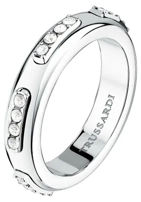 Productafbeelding van Glanzende stalen ring met kristallen, model TJAYY13012 - Diameter: 54 mm