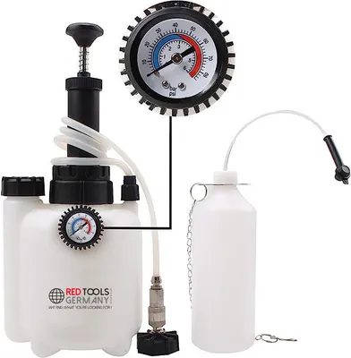 Produktbild von Red Tools Bremsen Entlüftungsgerät 3L - Bremsenentlüfter - 1L Absaugbehälter - E20 (ø44mm)