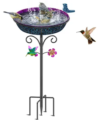 Vogelbad aus Metall, freistehend, lila, 30 cm Durchmesser