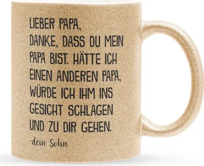 Produktbild von 22Feels Glitzertasse Gold Papa Geschenk von Sohn Vatertag Vater Geburtstag Weihnachten Kaffeetasse Männer Haferl Geschenkidee Bürotasse