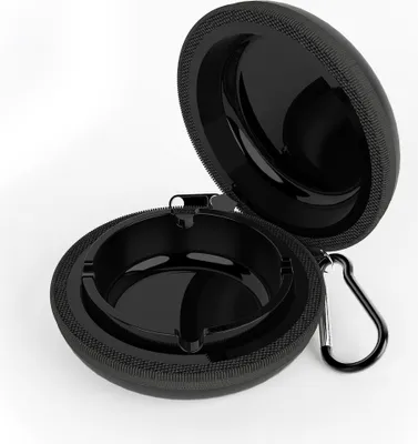 Produktbild von Zigaretten Taschenaschenbecher, Reißverschluss Tragbarer Mini Aschenbecher Geruchsdicht für Unterwegs, Wandern, Camping, Schwarz
