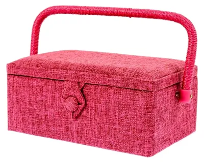 Produktbild von Nähkorb mit Stoffbezug in Pink (Größe S, L 23 x T 15 x H 11 cm)