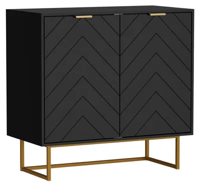 Immagine prodotto di Comodino con 2 ante, mobile contenitore con gambe, ripiani regolabili, dimensioni 80x40x77,5 cm, colore nero