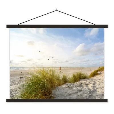 Produktbild von MuchoWow® Textilposter Strand - Meer - Vögel 150x113 cm mit schwarzem Rahmen - Wohnzimmer