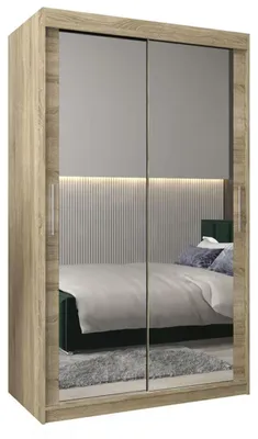 Produktbild von Schiebetürenschrank Tokyo Kleiderschrank 120x62x200cm Sonoma Eiche Spiegel