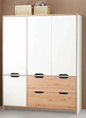 Produktbild von Kleiderschrank mit Türdämpfung / Soft-Close Kreideweiß Artisan Oak