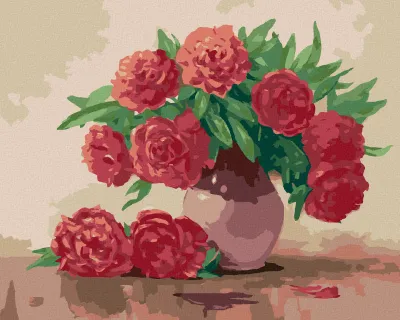 Produktbild von Zuty - Malen nach Zahlen - ROTE PFINGSTROSEN IN KERAMIKVASE, 40x50 cm, mit Keilrahmen (bereits gespannt)