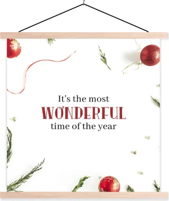 Produktbild von MuchoWow® Textilposter Weihnachten - Winter - Zitat 120x120 cm mit holzfarbenen Rahmen - Textil-Poster