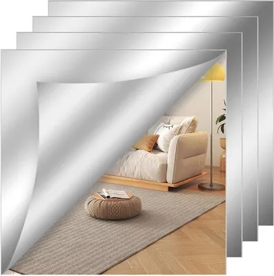 Image de Autocollants muraux 3D - 30 x 30 cm - Autocollants - Miroirs muraux - Acrylique - Lot de 4