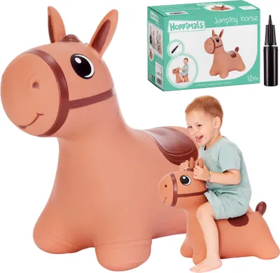 Produktbild von Hoppimals Gummi-Hüpfer für Kinder mit Pumpe, Motiv: Pferd, Braun