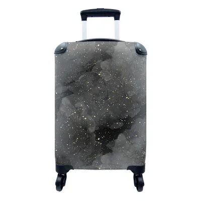 Produktbild von MuchoWow® Koffer Handgepäck Trolley Rollkoffer Kleine Reisekoffer mit 4 Rollen - Marmor - Glitter - Gold - Schwarz - Muster - Cabin Size < 55x40x23 cm & 55x40x20 cm - Fotokoffer - Kabinenkoffer - Boardgepäck - Reise-Box - Reisekoffer - Reisegepäck - Koffer mit Bild - Trolley für Kinder