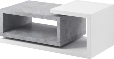 Produktbild von Couchtisch BEXLEY-83 in Beton Optik mit Absetzungen in weiß, B/H/T: ca. 120/40/60 cm