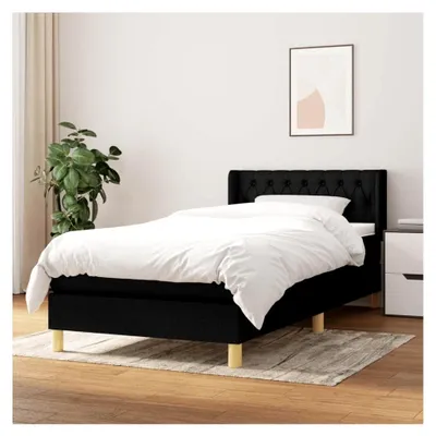 Produktbild von Lattenrost mit Matratze, Schwarz, 90 x 200 cm, Stoff, Plattformbett, mit Lattenhalter, einfache Montage, für Schlafzimmer, Erwachsene