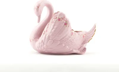 Produktbild von Schwan - groß, rosa Porzellan, Blumen, Leander
