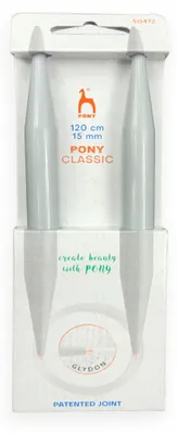 Image de Aiguilles à tricoter Pony circulaires 120 cm 15 mm plastique sur câble