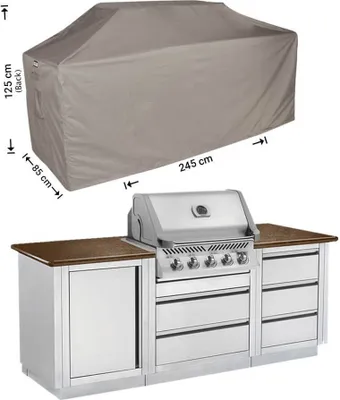 Produktbild von Raffles Covers Schutzhülle Outdoor-Küchen 245 x 85 H: 125/115 cm | Atmungsaktiv | Wasserdicht | UV-beständig | Doppelnähte | Elastischer Kordelzug