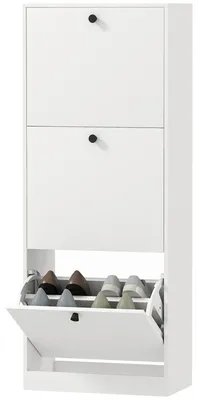 Produktbild von HOMCOM Schuhschrank mit 3 Klappen, Schuhregal mit Verstellbar Trennwand, Weiß