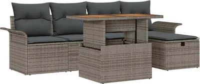 Obrázok produktu pre vidaXL Záhradná sedacia súprava 6 ks Grey Poly-Rattan