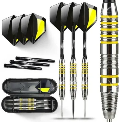 Produktbild von Dailygoods- Dartset Professional Steel Tip - Abnehmbare Flüge - Demontagebare Dart - 2BA Schraubengewinde - Aufbewahrungsbox - Hochwertige ABS-Flüge - Steeldarts