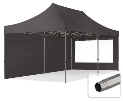 Obrázek produktu pro Nůžkový stan 3x6 m, ocel, vč. 2 bočnic tmavě šedá