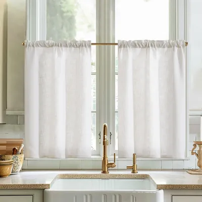 Obrázok produktu pre Závesy Vangao z ľanovej tkaniny do kuchyne – 65 cm x 115 cm