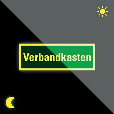 Produktbild von Aufkleber | PERMALIGHT power langnachleuchtend Rettungszeichen Verbandkasten,...