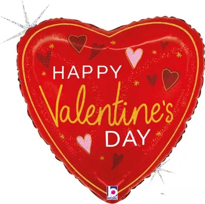 Produktbild von 18"/Ø46cm Herz Folienballon "Happy Valentines Day" | Rot