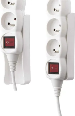 Image de Support mural universel pour bloc multiprise à 5 ou 6 prises, blanc