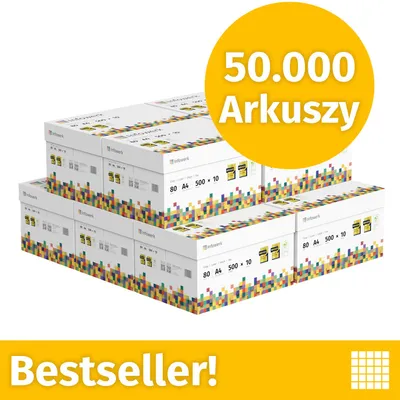 Zdjęcie produktu dla NOWOŚĆ: Infowerk Papier do drukarek i kopiarek, 50000 arkuszy, 100 x 500, A4, Premium, ekstra biały, CIE 160, Zwycięzca testów, Certyfikat PEFC