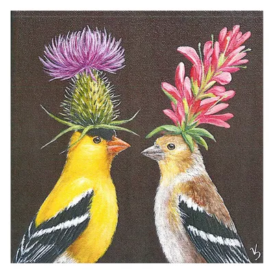Produktbild von 20 Servietten Goldfinch Couple - Künstlerisches Vogelpaar 33x33cm