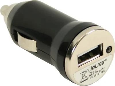 Produktbild von InLine USB KFZ Ladegerät Stromadapter, 12/24VDC zu 5V DC/1A, Mini, Schwarz