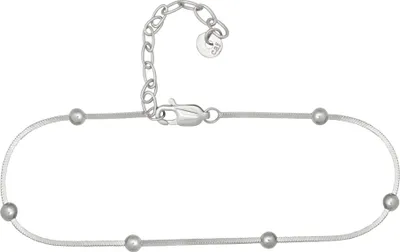 Produktbild von cai Fußkette 925/- Sterling Silber rhodiniert Schlangenkette vierseitig diamantiert mit Kugeln