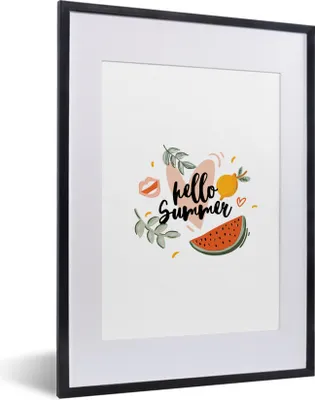 Produktbild von MuchoWow® Gerahmtes Poster Sommer - Zitrone - Blätter 30x40 cm - Poster mit Schwarzem Bilderrahmen Wandposter Rahmen Foto Bilder - Wandposter Schlafzimmer