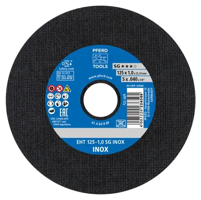 Obrázok produktu pre PFERD 61341116, Rezací disk, Nerezová oceľ, 12,5 cm, Každá značka, Plochý stred, 2,22 cm