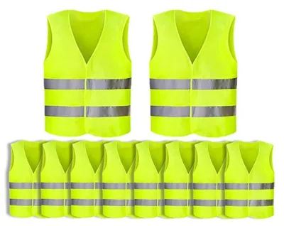 Immagine prodotto di Gilet di sicurezza gialli, 10 pezzi, con alta visibilità a 360° per adulti