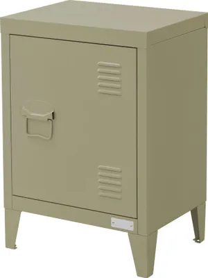 Produktbild von ML-Design Nachttisch Nachtschrank Olive 40x30x58cm Stahl Türgriff links Industriedesign Metall Nachtkommode für Schlafzimmer Nachtkästchen mit 1 Tür