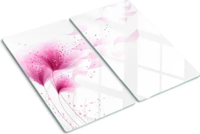 Produktbild von Tulup Glas-Herdabdeckplatte - 2x30x52cm - Glaskeramikkochfeld-Abdeckung Spritzschutz Zweiteilig Rosa Blume