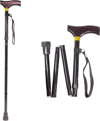 Obrázek produktu pro Hůl na chůzi - Podpora pro chůzi - Bezpečná chůze - Dřevěná rukojeť - Nastavitelná - Černá