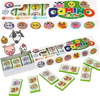 Produktbild von Domino Brettspiel Geschicklichkeitspuzzle Tiere Bauernhof Set 3312
